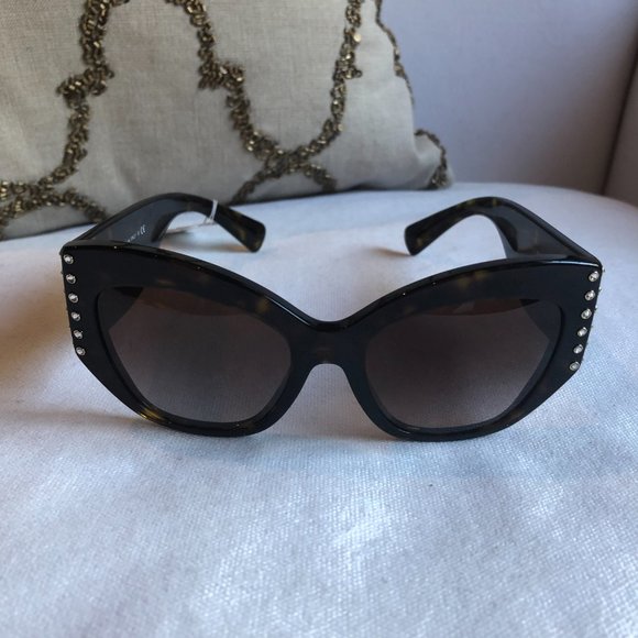 ? NEW Valentino Embellished Cat Eye Havana Sunglasses main image 7